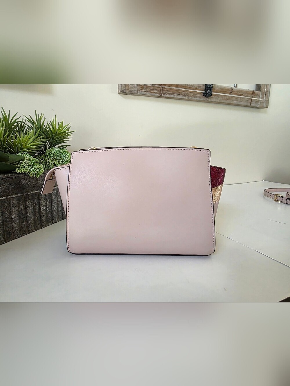 Michael Kors Selma Studded Firework Messenger Crossbody Bag Pink Multi - Picture 6 of 14